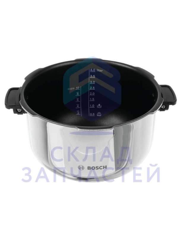 Чаша индукционной мультиварки (нерж.сталь + алюминий) с тефлоновым покрытием, 4л, для MUC88.., оригинал Bosch 00578616