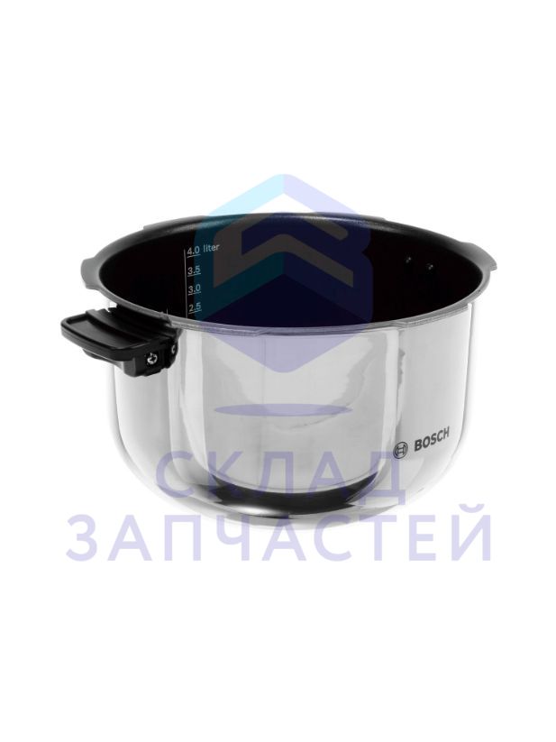 Чаша индукцонной мультиварки (нерж.сталь + алюминий) с тефлоновым покрытием, 4л, для MUC88.., оригинал Bosch 11019504