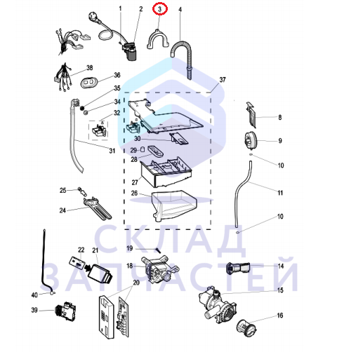 ОПОРА СПИРАЛЬН. СЛИВН. ШЛАНГА, оригинал Indesit C00019902