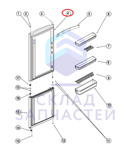 C00290013 Indesit оригинал, дверь холодильника запененная pw