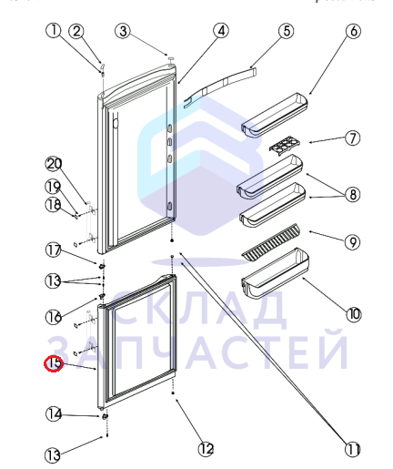 C00290014 Indesit оригинал, дверь морозиной камеры запененная pw