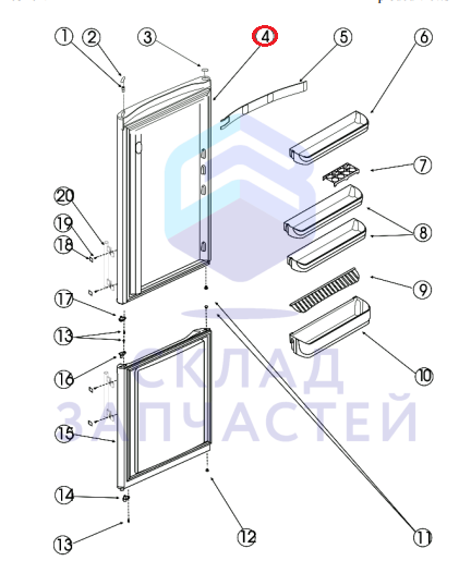 C00290027 Indesit оригинал, дверь холодильника запененная pw