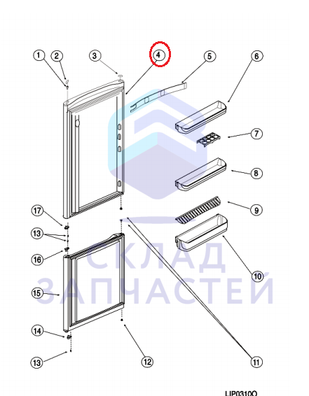 C00290439 Indesit оригинал, дверь холодильника запененная silver