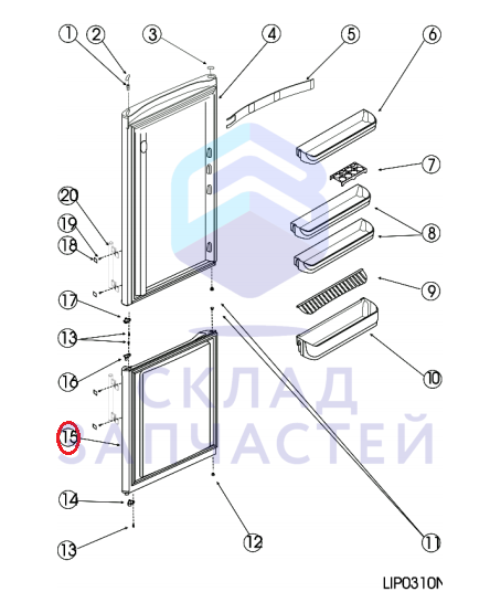 C00290441 Indesit оригинал, дверь морозиной камеры запененная silver