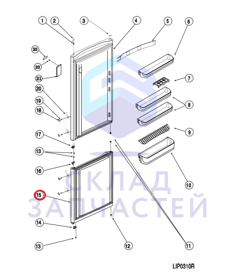 C00290550 Indesit оригинал, дверь морозиной камеры запененная silver