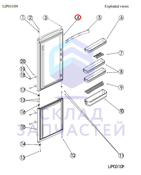 C00293023 Indesit оригинал, дверь холодильника запененная inox