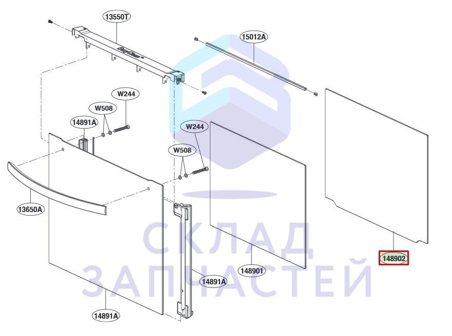 4890W0N005D LG оригинал, стекло двери