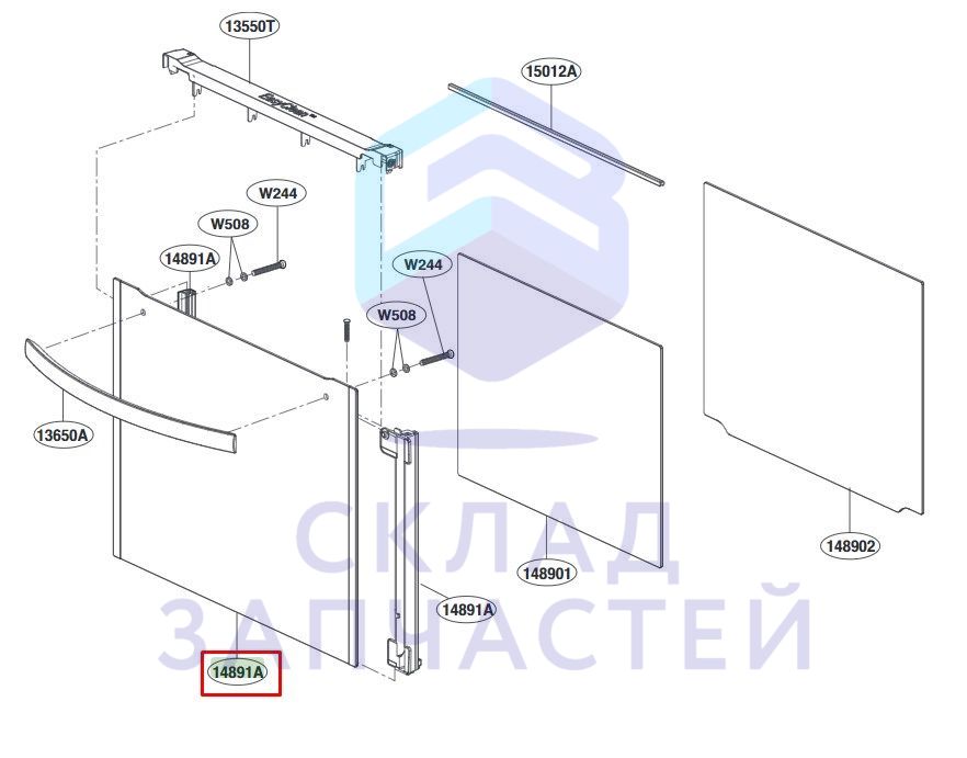 4891W0N010W LG оригинал, наружное стекло двери